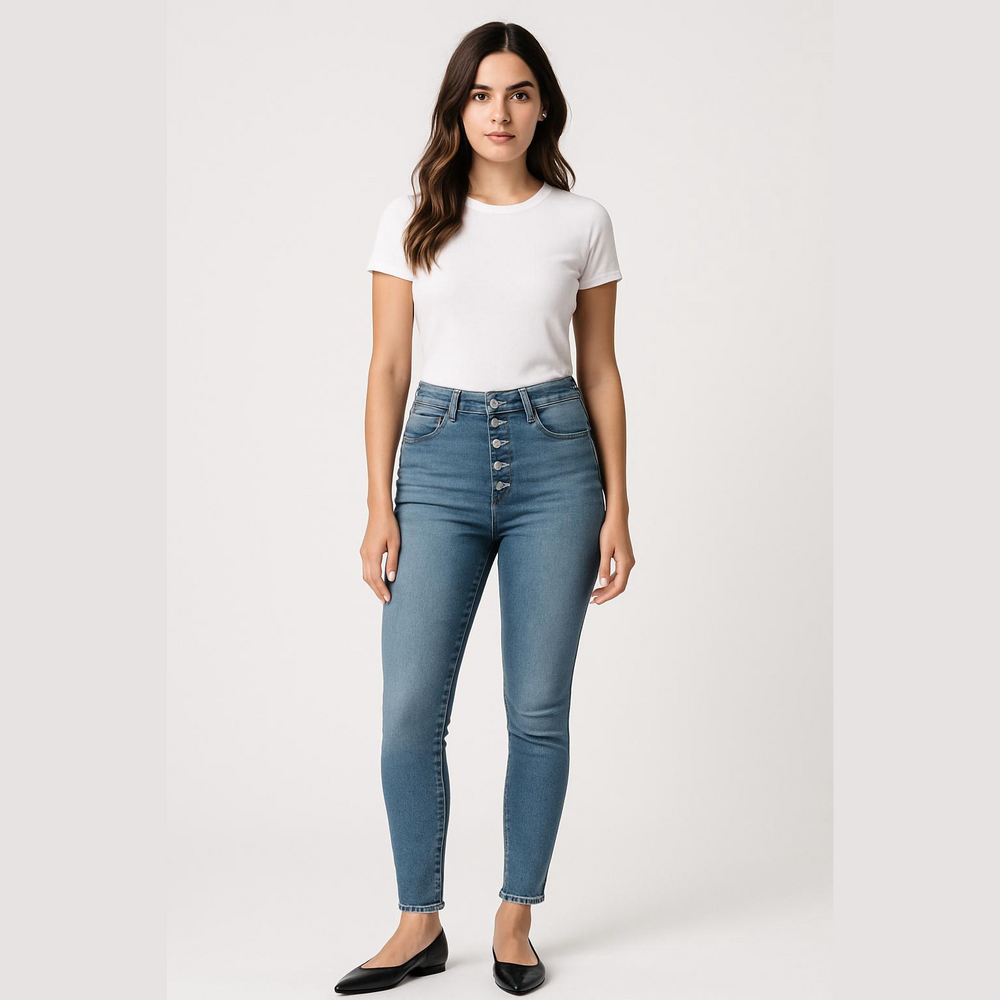 J Crew Womens Light Wash Mid Rise Button Fly Stretch Skinny Denim Jeans Size 32